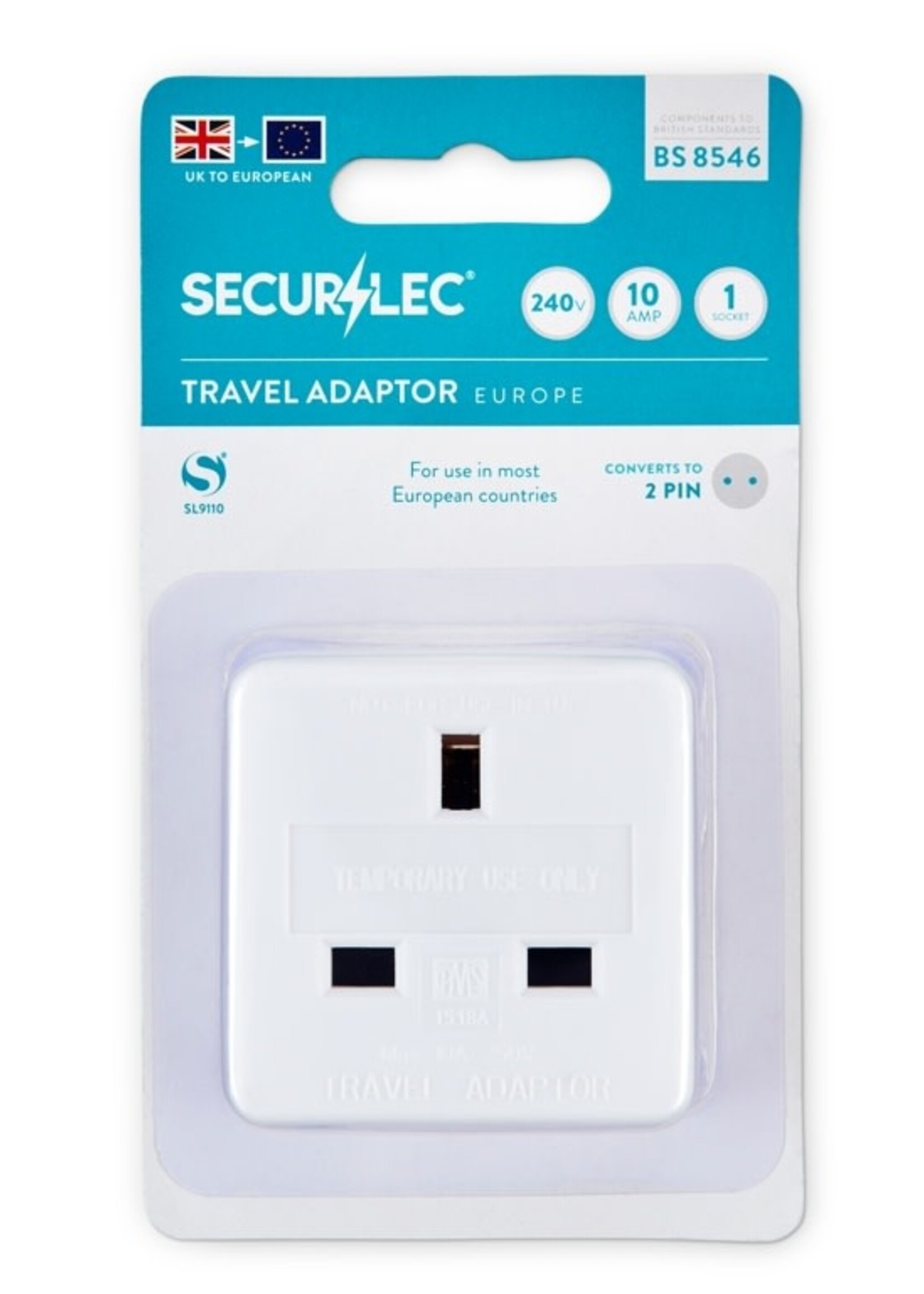 Securlec Securlec Travel Adaptor for UK to Europe