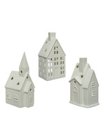Decoris Matt White House Tealight Holder - 3 Designs