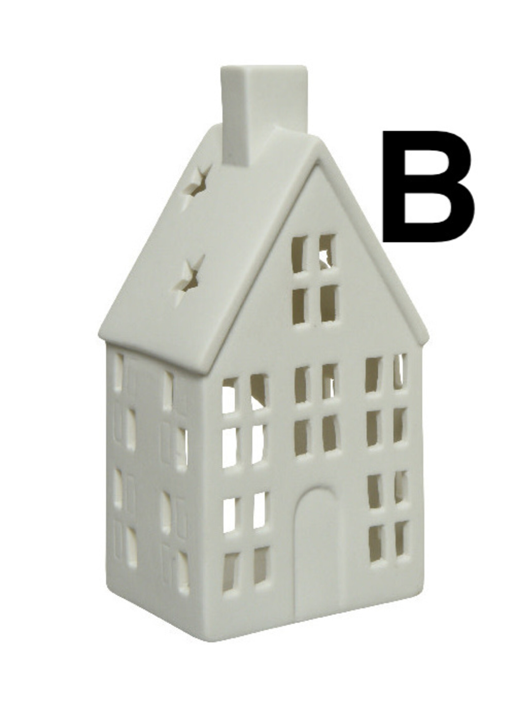 Decoris Matt White House Tealight Holder - 3 Designs