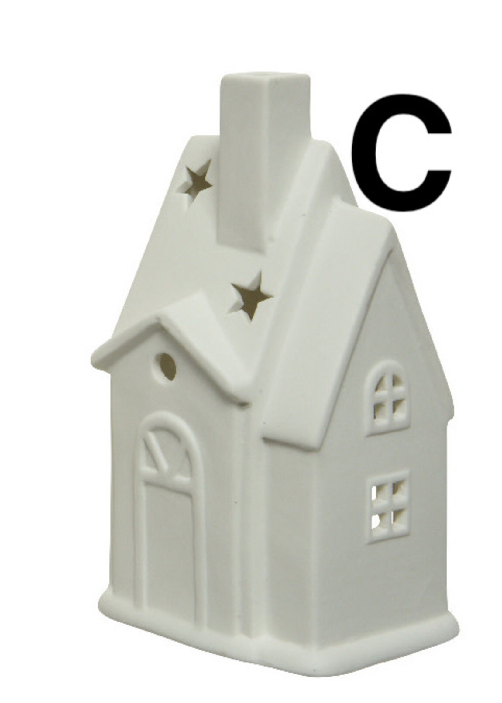 Decoris Matt White House Tealight Holder - 3 Designs