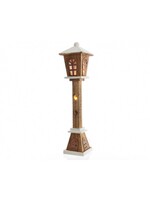 Festive Wooden lamp post with warm white LEDs 60cm