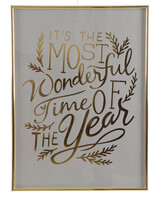 Kaemingk It's the  The Most Wonderful Time of the Year  (Gold and white  coloured poster in gold coloured frame)