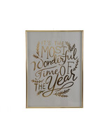 Kaemingk It's the  The Most Wonderful Time of the Year  (Gold and white  coloured poster in gold coloured frame)
