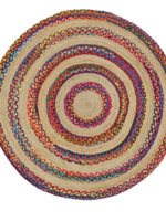 Namaste Jute & Multi Chindi Braided Round Rug, 120cm