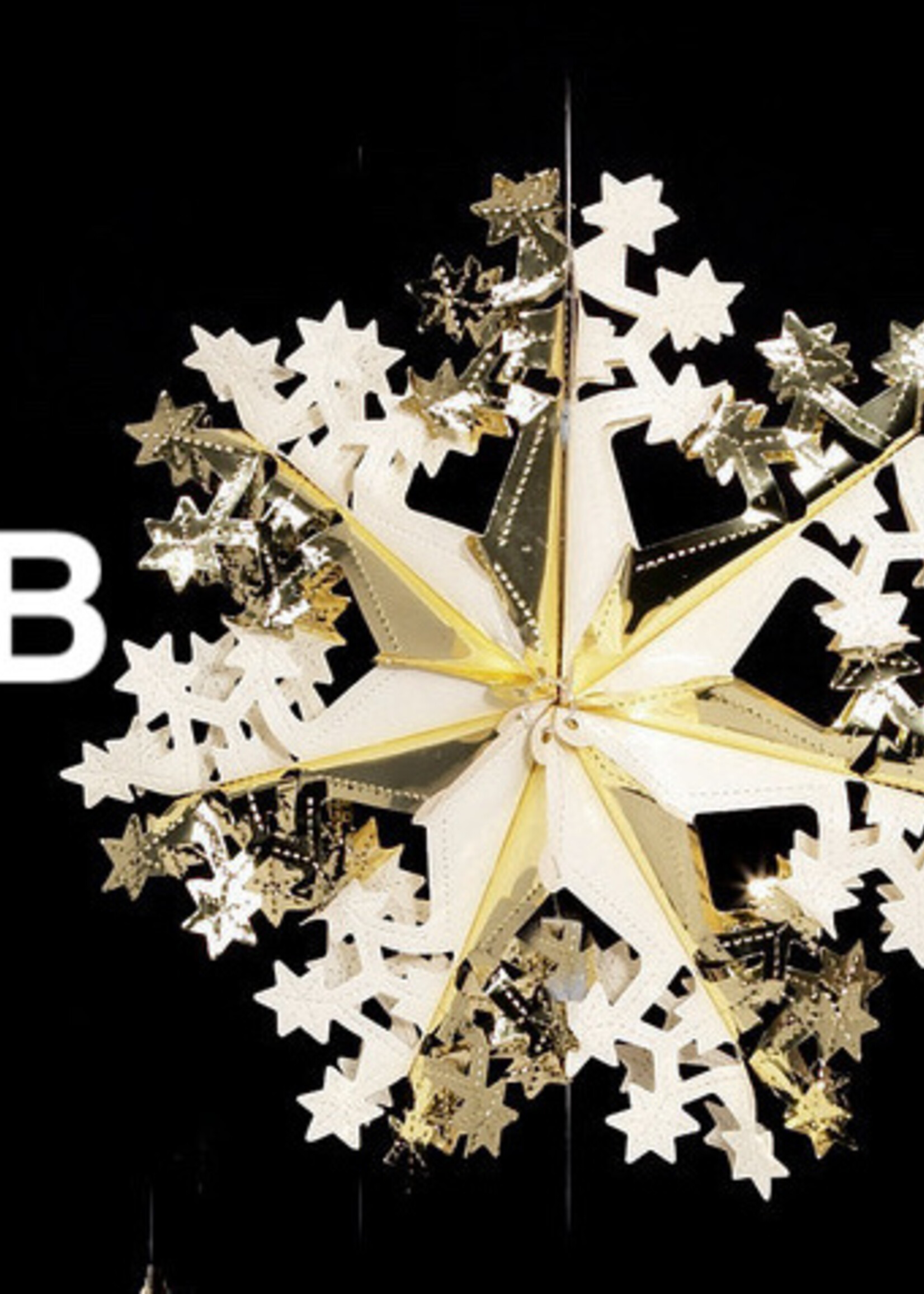Premier Retro Christmas Foil Decoration - Gold & Cream 40 cm