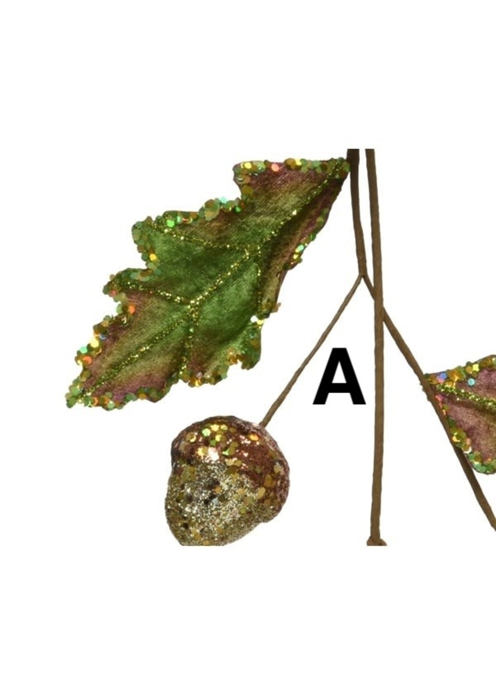 Decoris Velvet Oak leaf With Gold Glitter - 2 Colours