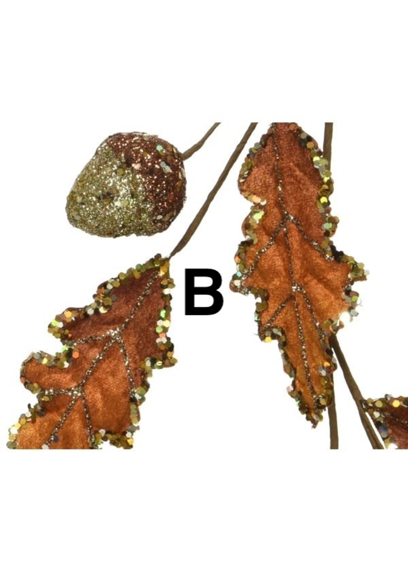 Decoris Velvet Oak leaf With Gold Glitter - 2 Colours