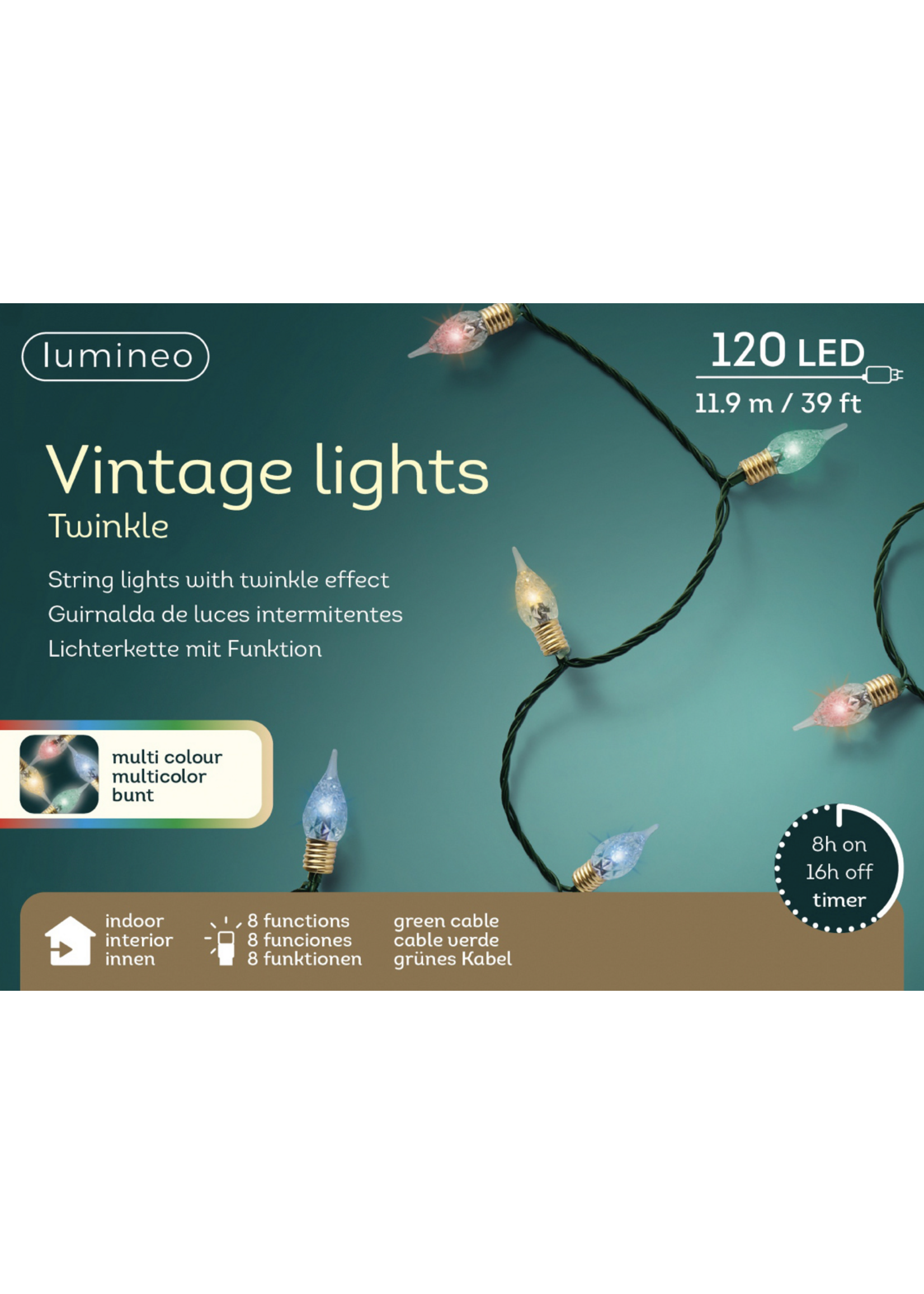 Lumineo Vintage Multi Coloured LED 120 Lights - Indoor