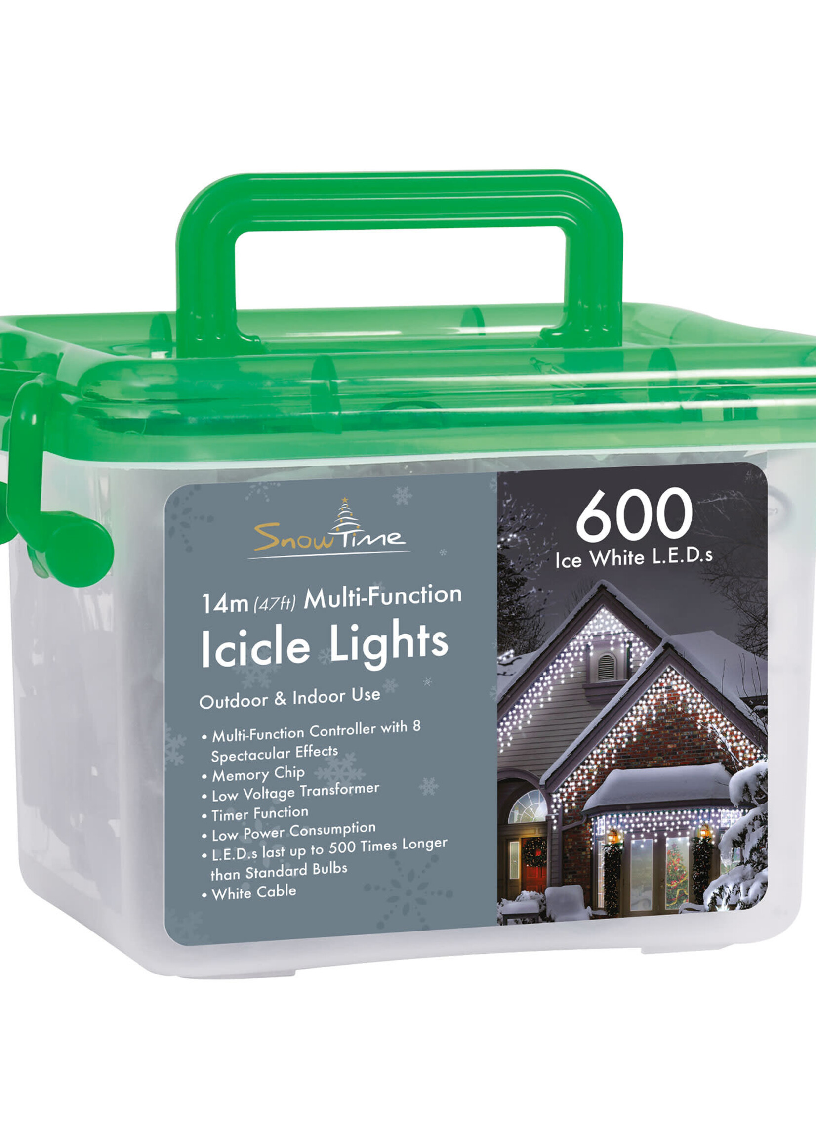 Snowtime Icicle lights 600 LED  White Multif unction With Timer