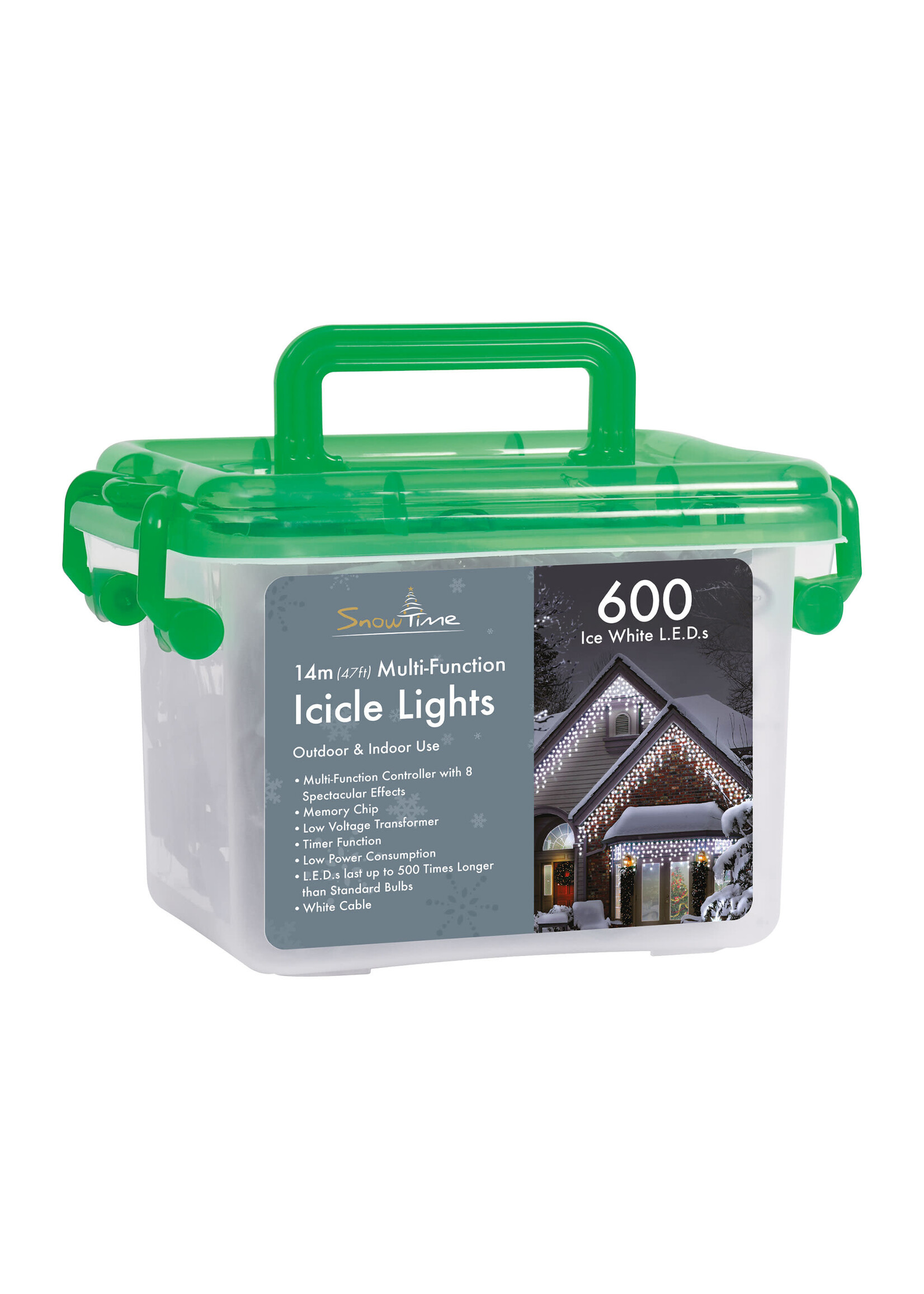 Snowtime Icicle lights 600 LED  White Multif unction With Timer