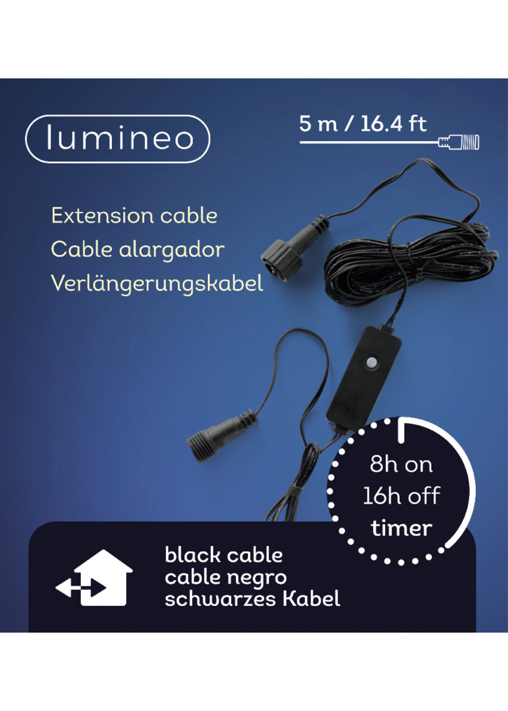 Lumineo Outdoor Light Extension Cable With Timer - 5m