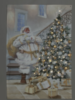 Snowtime Gold Santa and Tree Light Up Tapestry