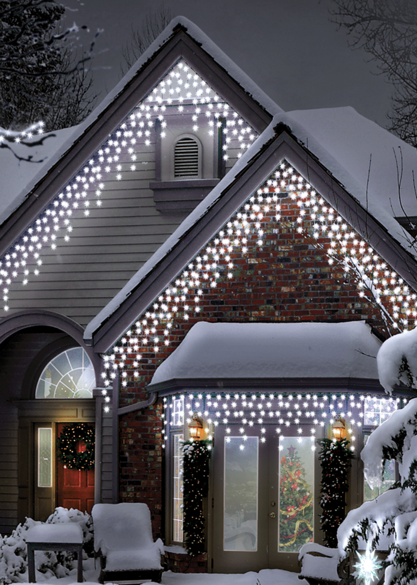 Snowtime 400 White LED Icicle Chasing Lights