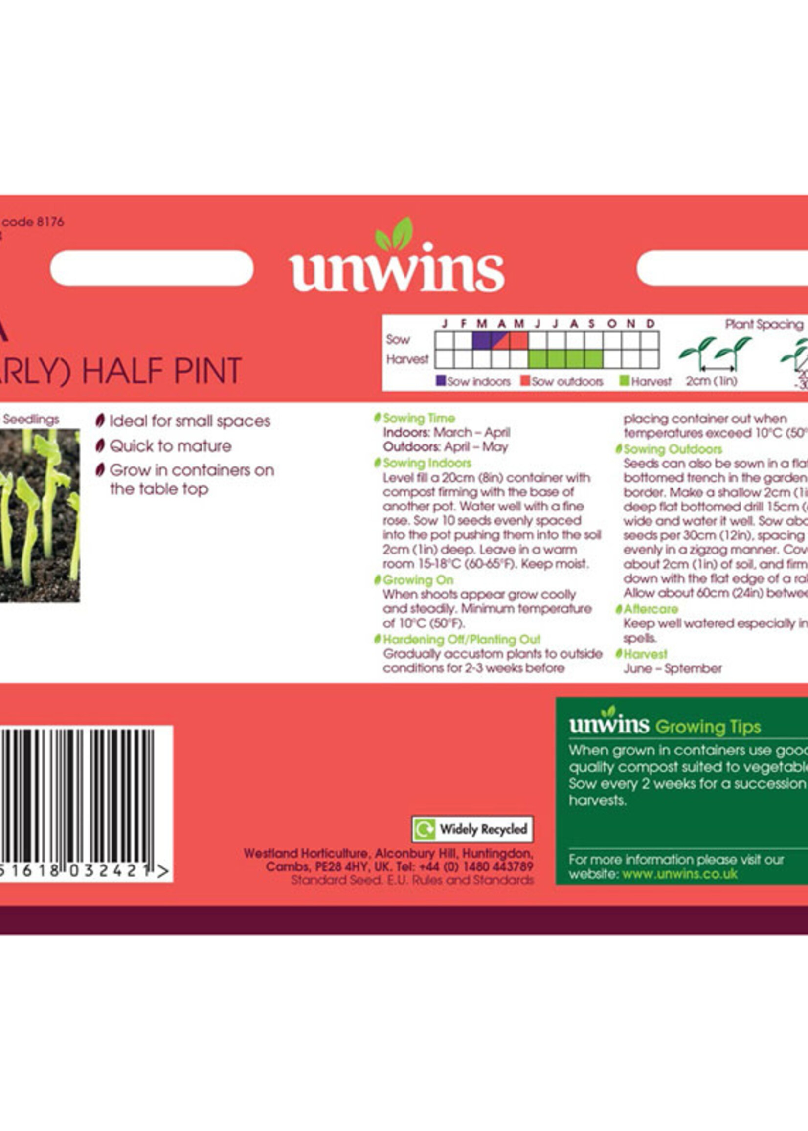 Unwins Pea (Early) - Half Pint Dwarf