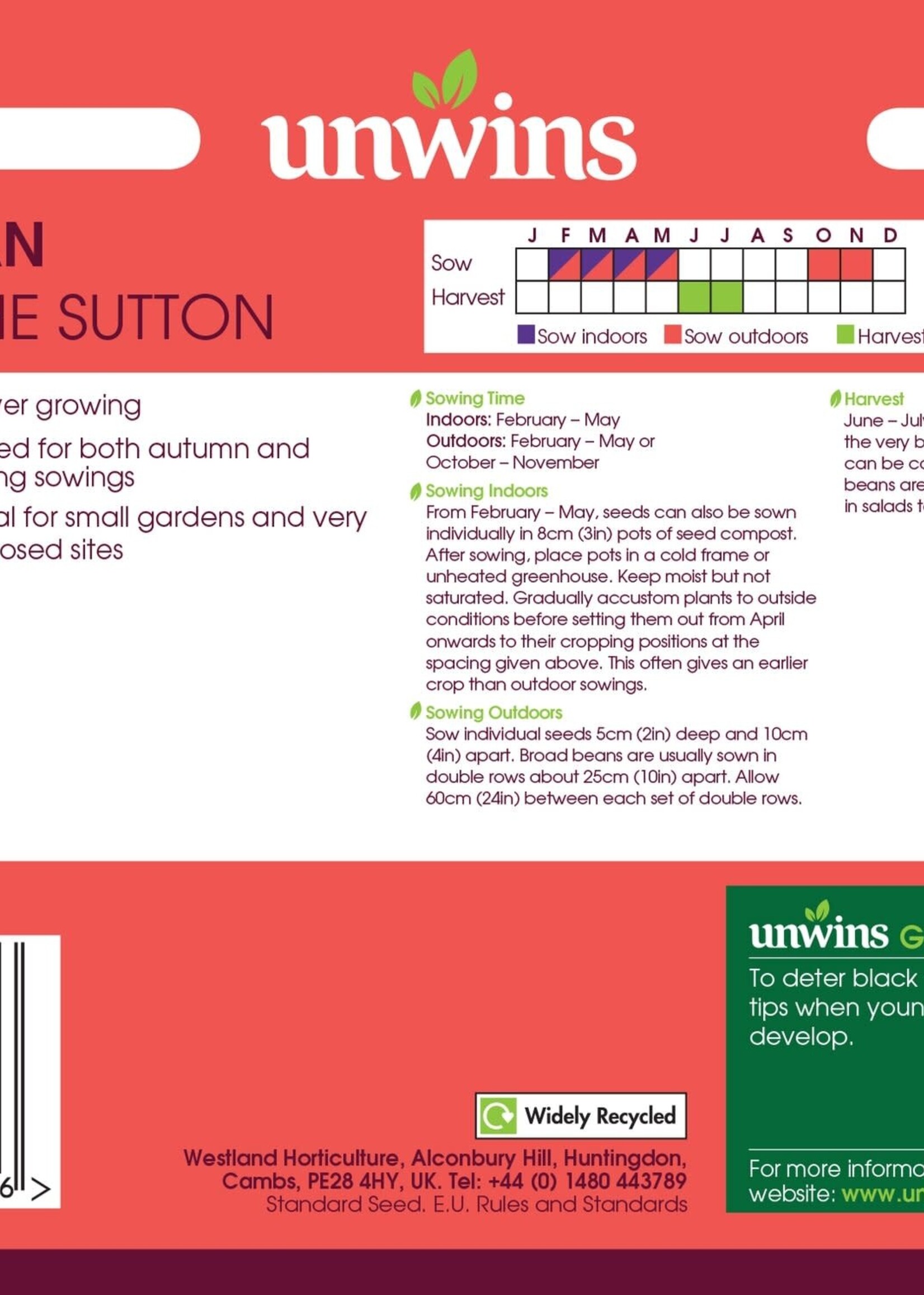 Unwins Broad Bean (Dwarf) - The Sutton