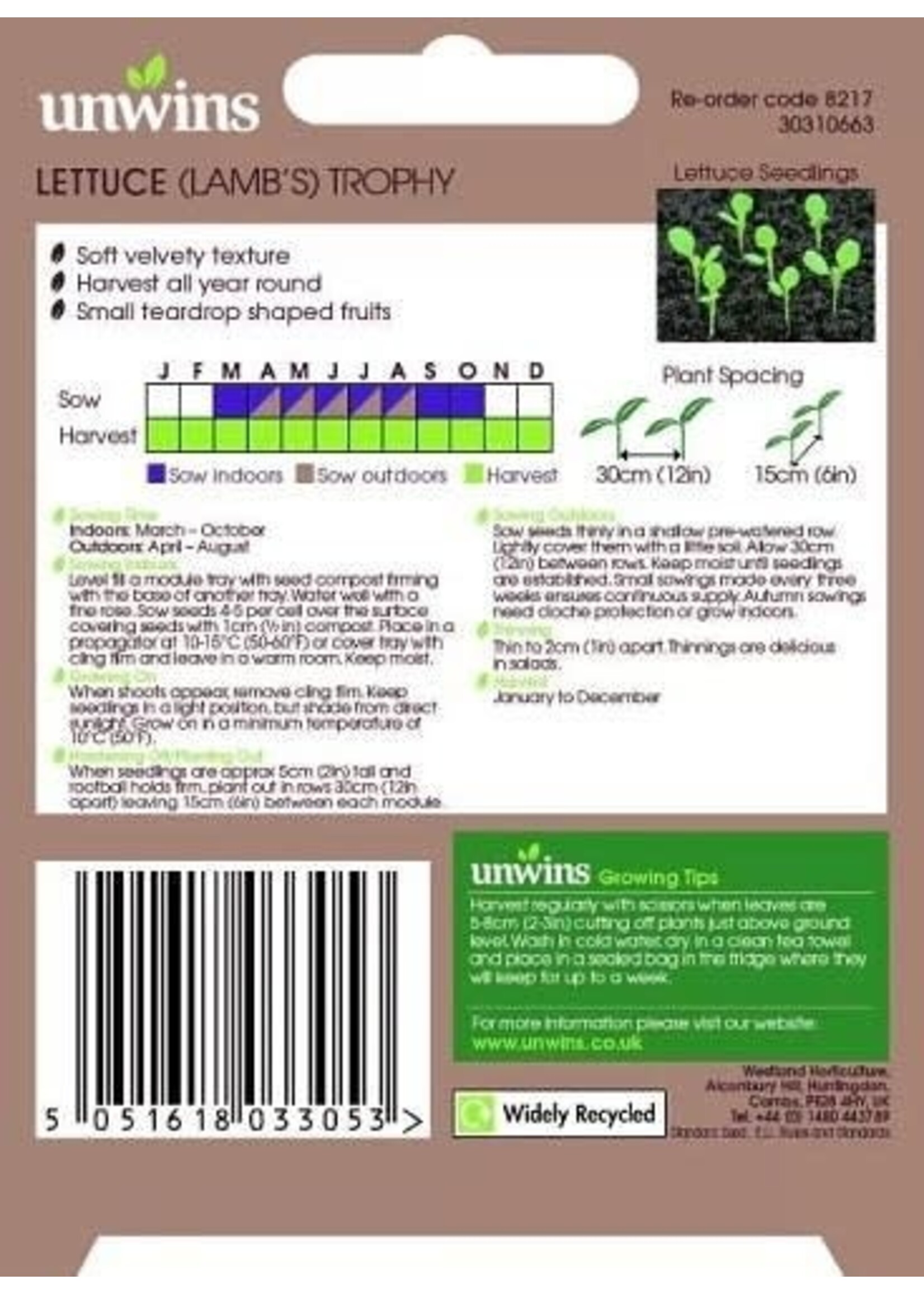 Unwins Lettuce - Lamb's Trophy