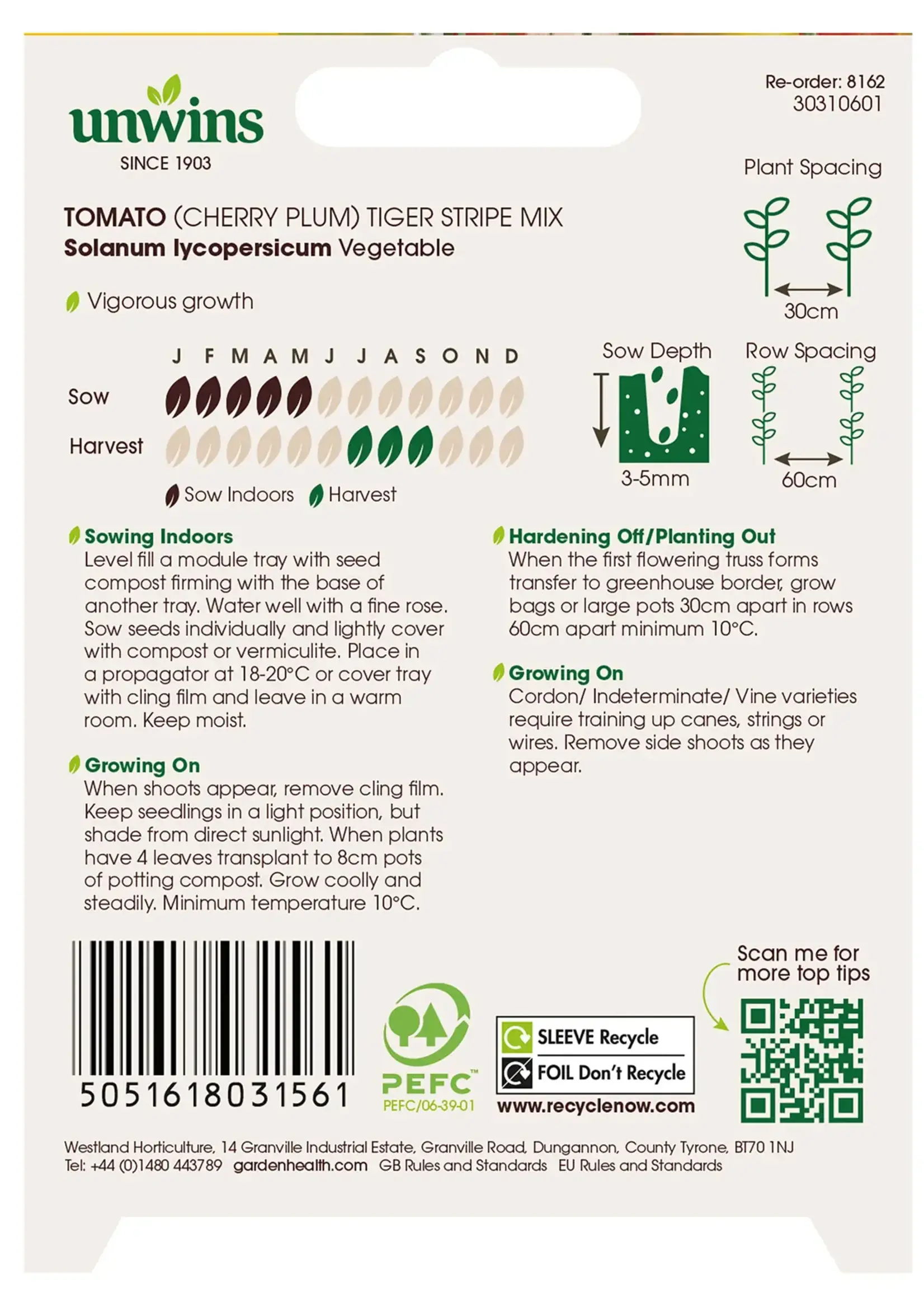 Unwins Tomato - Cherry Plum Tiger Stripe Mix