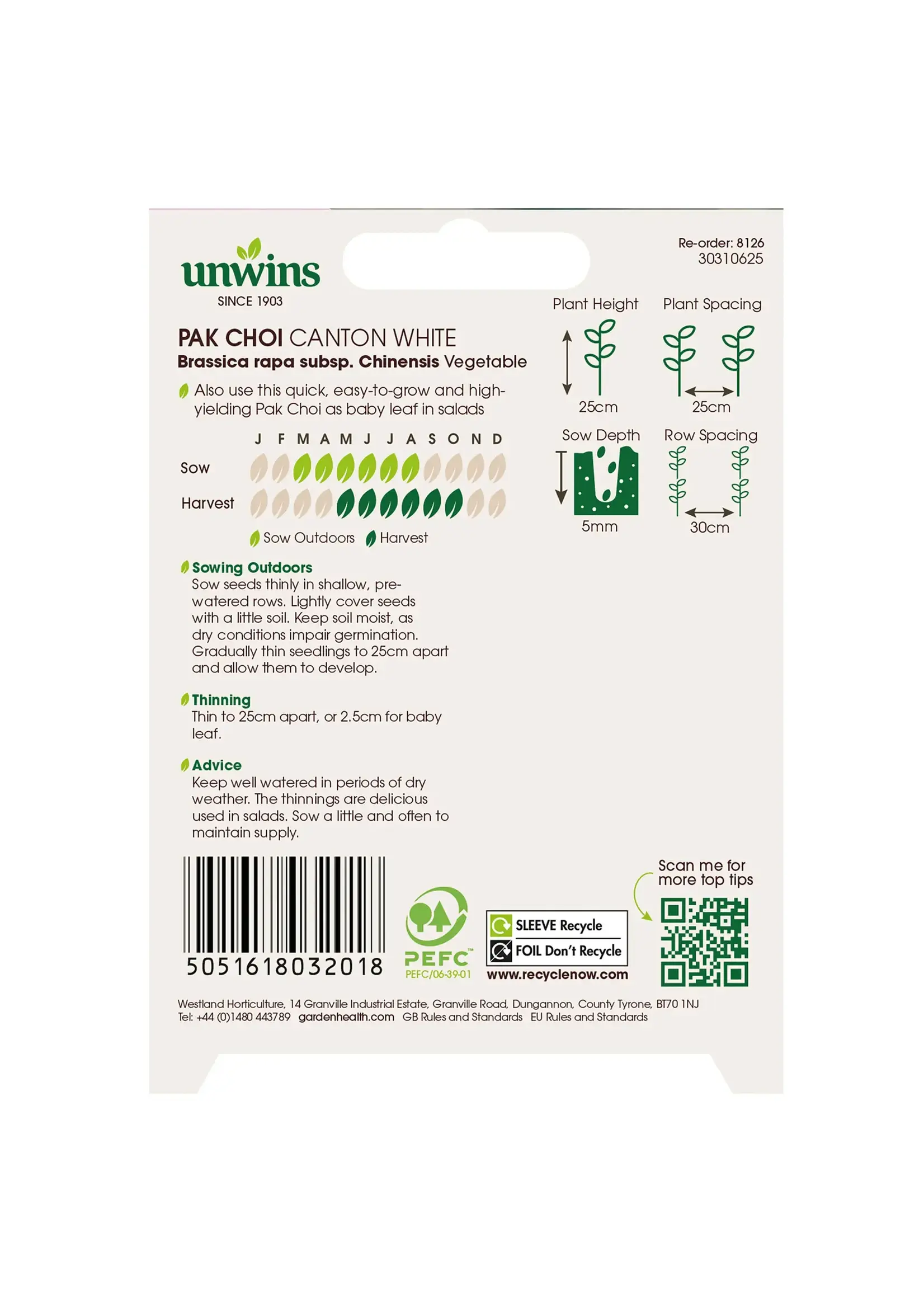 Unwins Pak Choi - Canton White