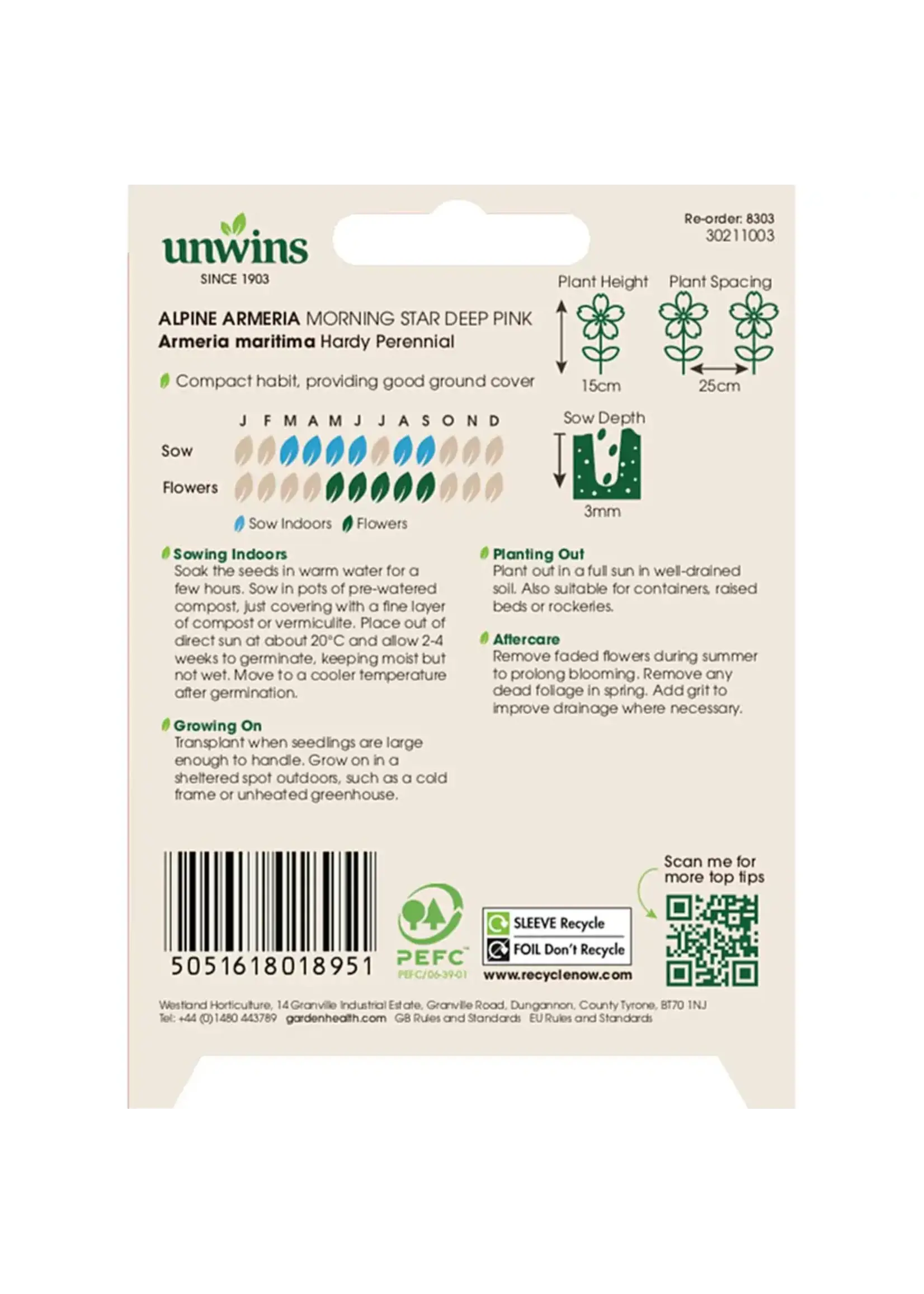 Unwins Alpine Almeria - Morning Star Deep Pink