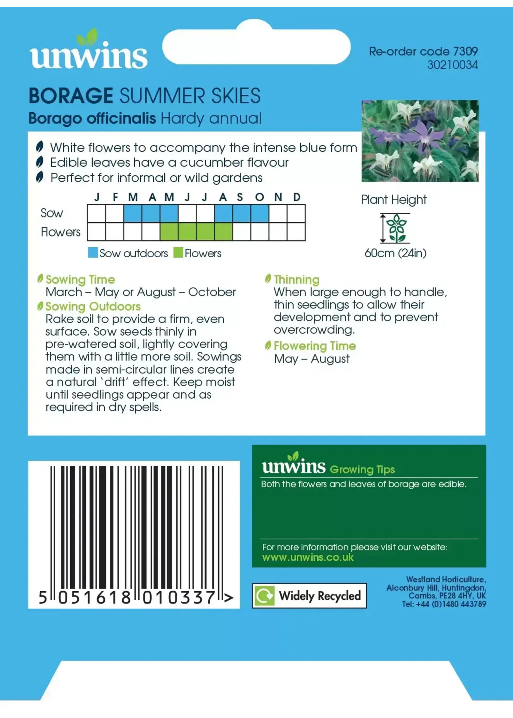 Unwins Borage - Summer Skies