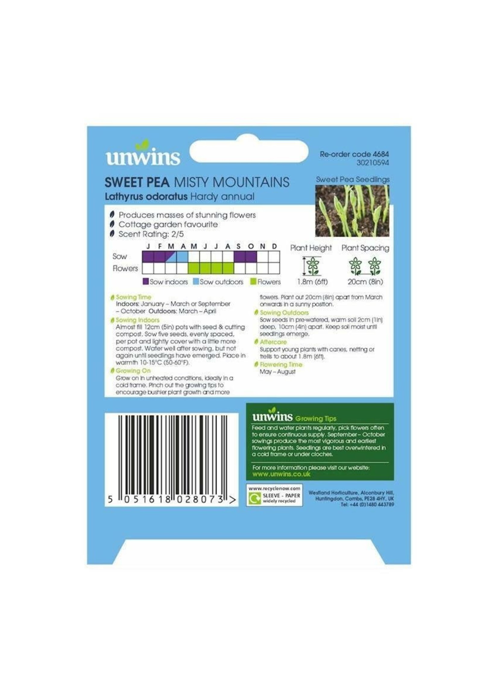 Unwins Sweet Pea - Misty Mountains