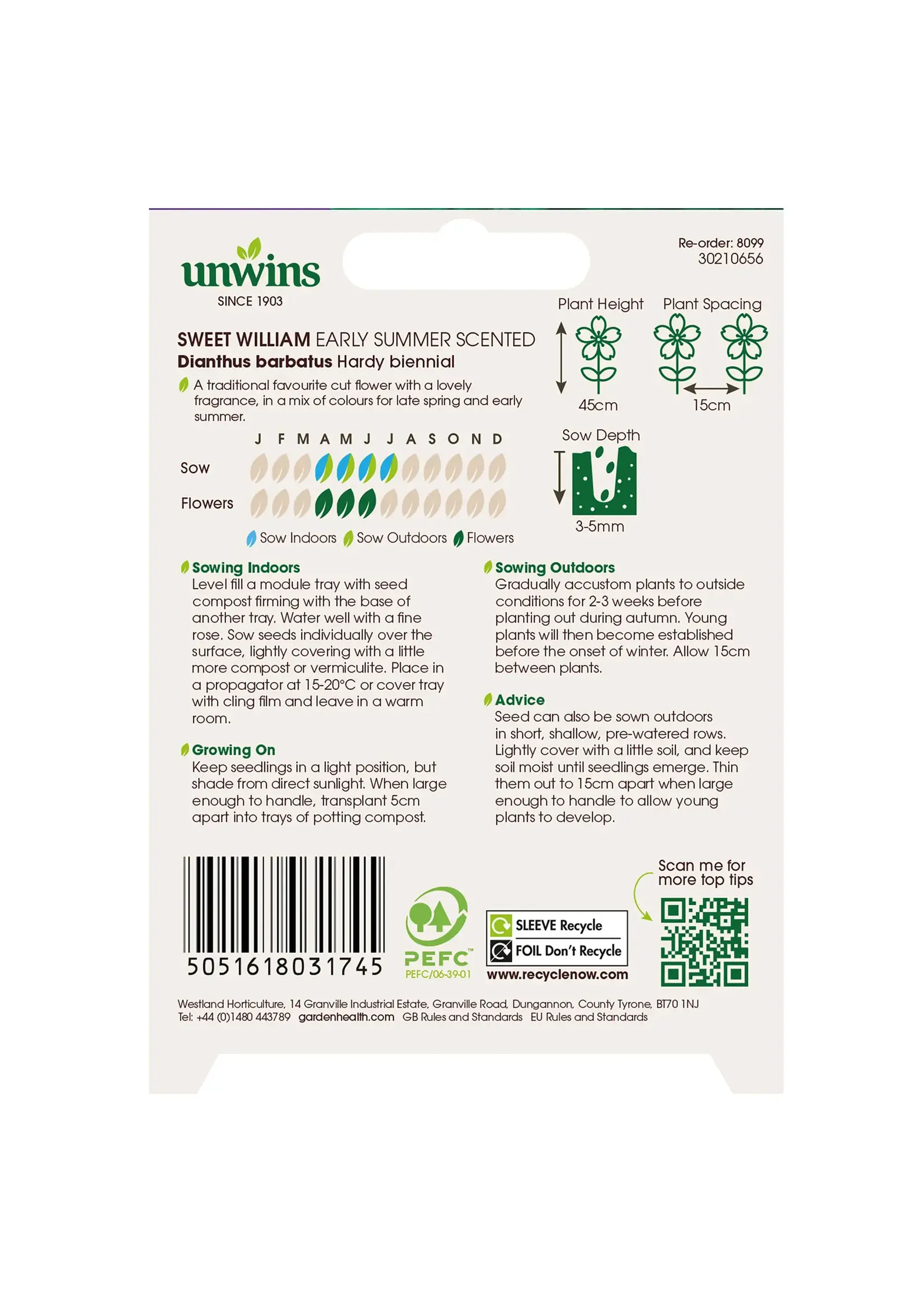 Unwins Sweet William - Early Summer Scented