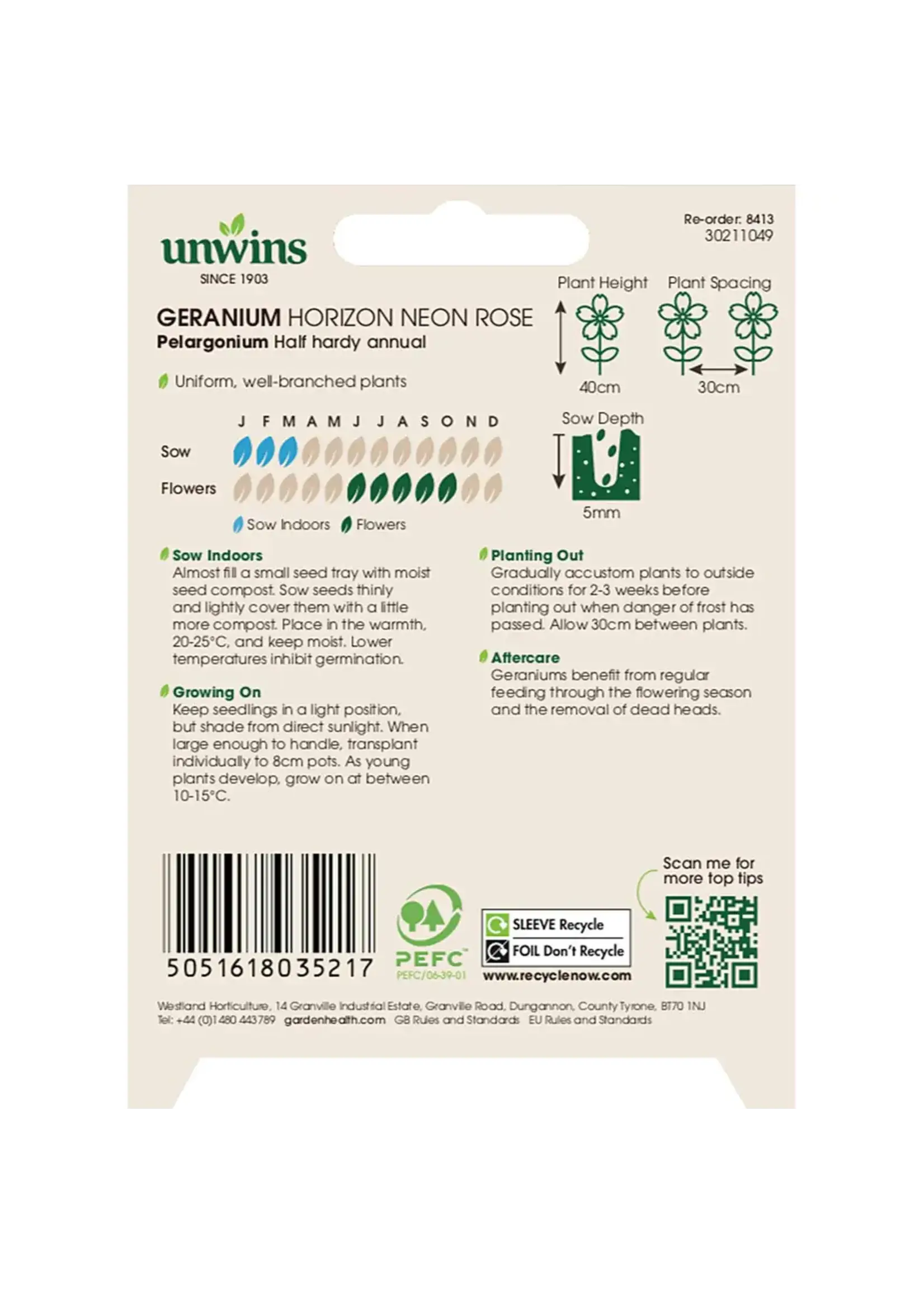 Unwins Geranium - Horizon Neon Rose