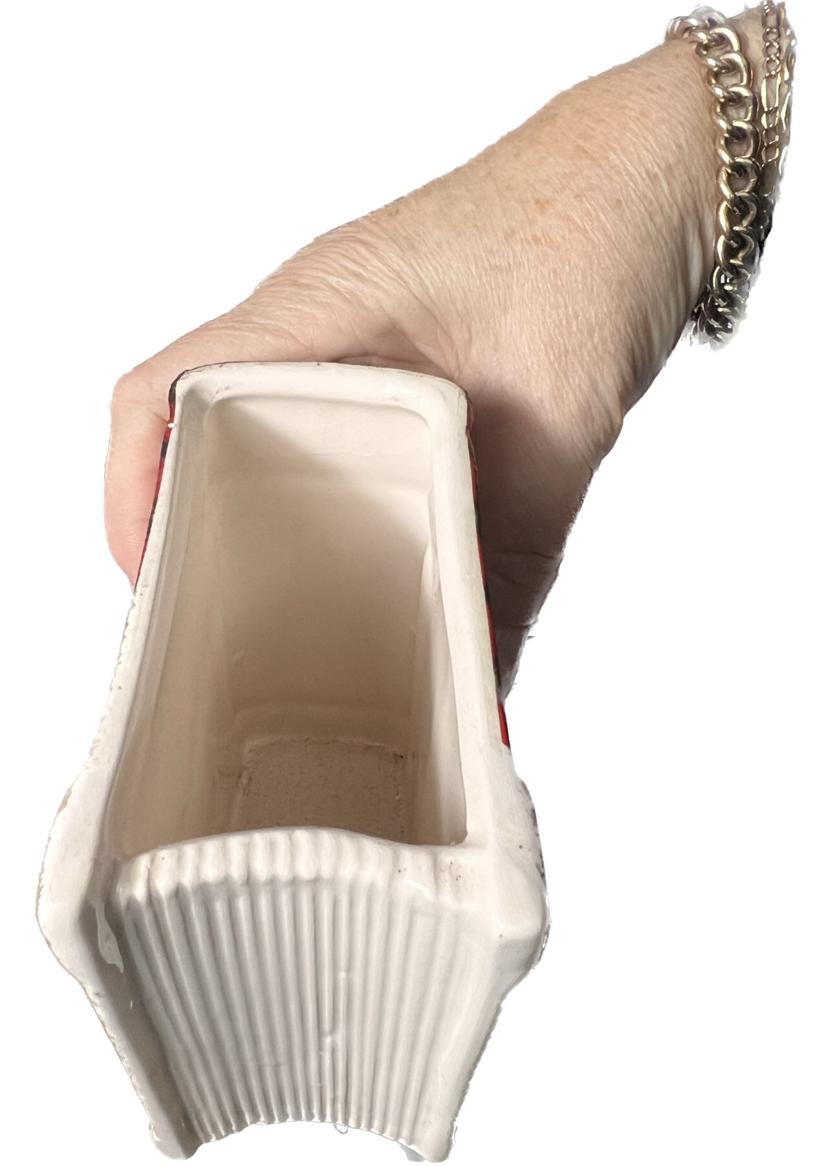 Christmas Red Tartan Dolomite Planter 10x5.5x13cm