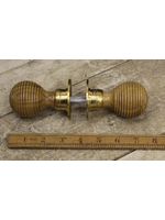 Cottingham Collection New Door knob Set Beehive Light Teak & Brass 2" / 50mm ***