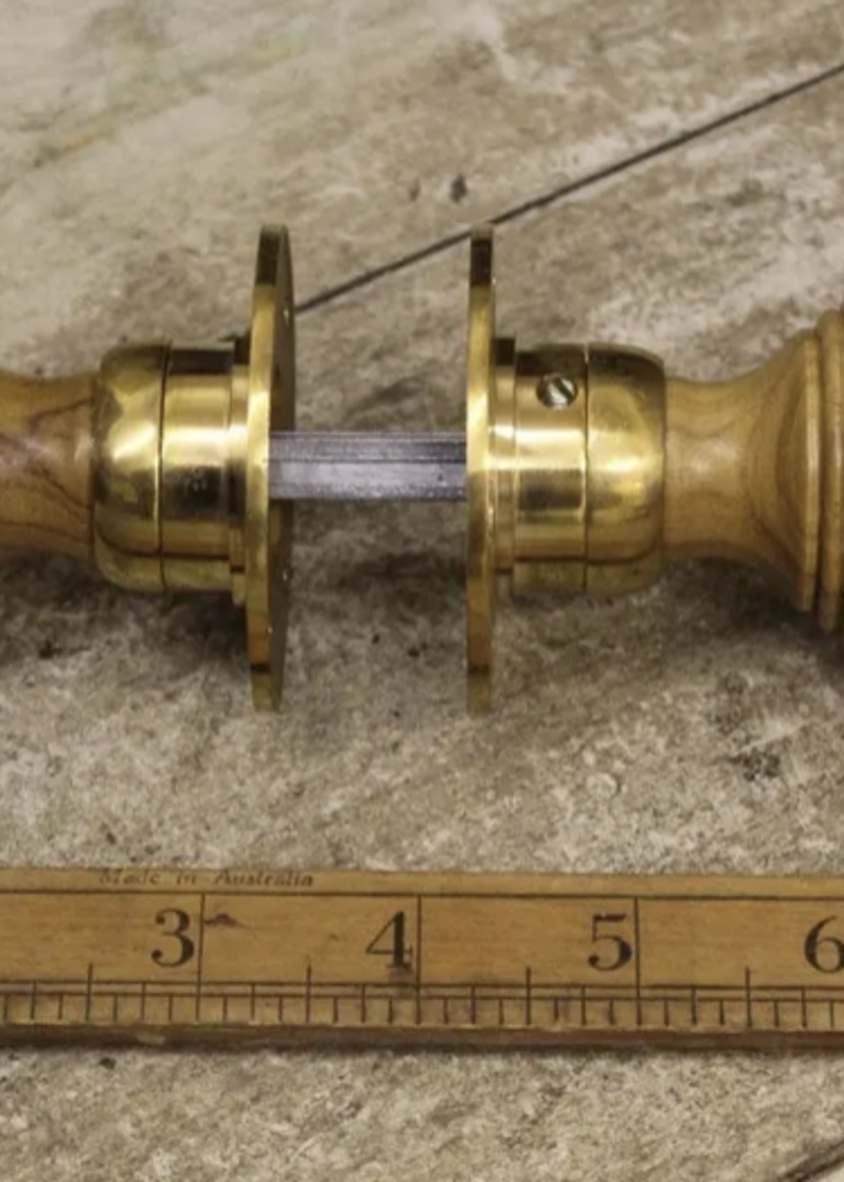 Cottingham Collection New Door knob Set Beehive Light Teak & Brass 2" / 50mm