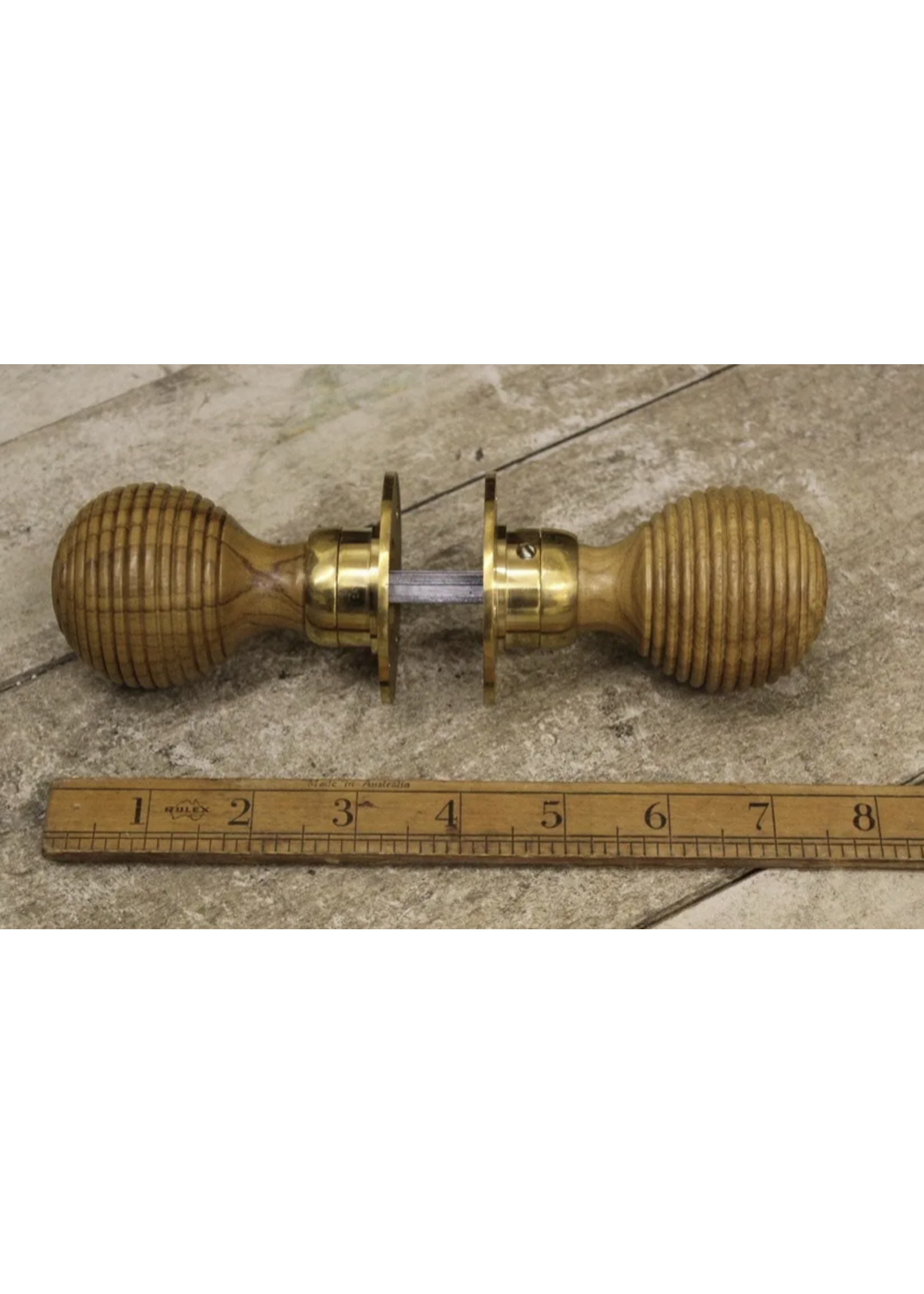 Cottingham Collection New Door knob Set Beehive Light Teak & Brass 2" / 50mm ***