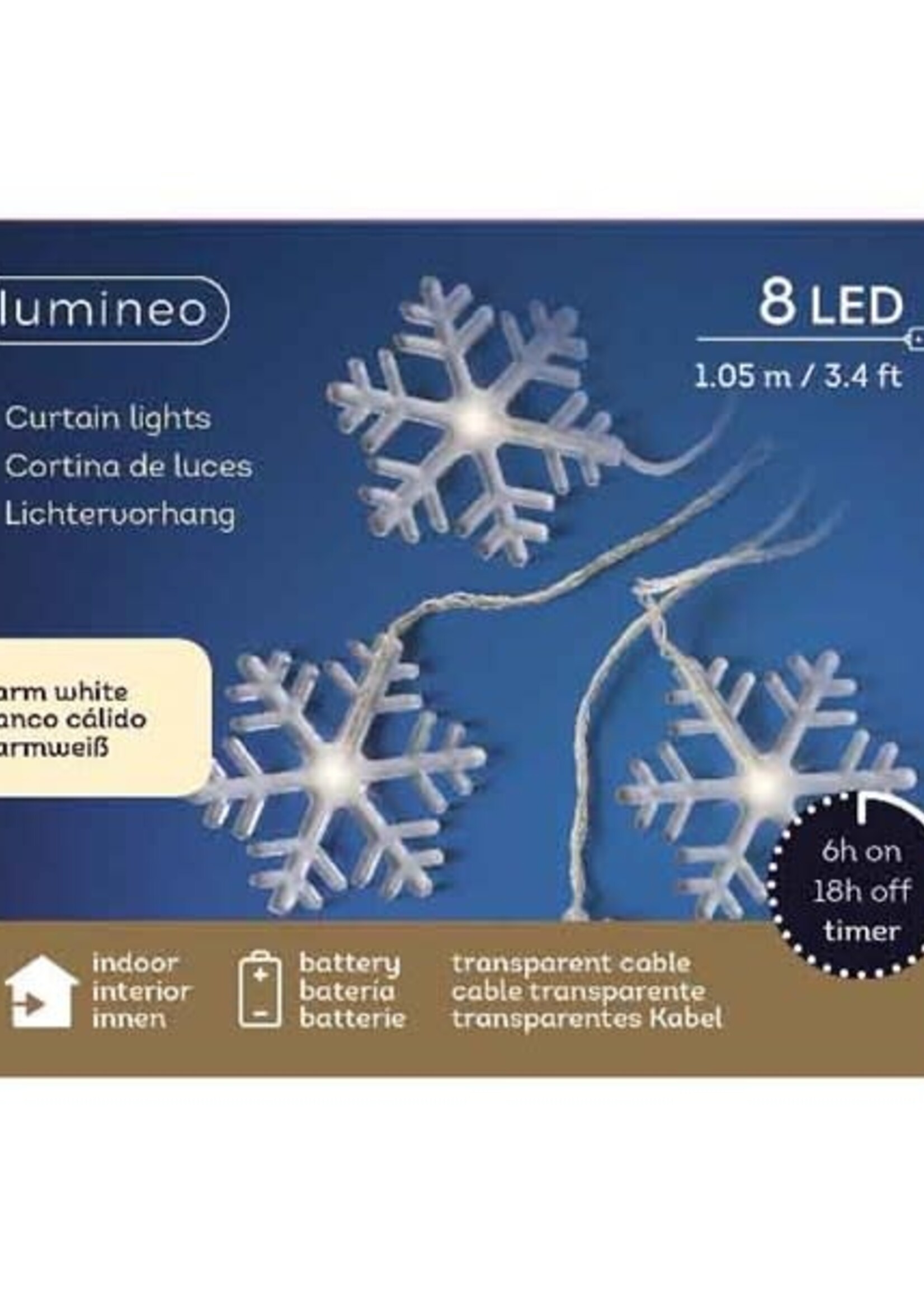 Lumineo Snow Flake 8 LED Warm White Battery Lighting with timer