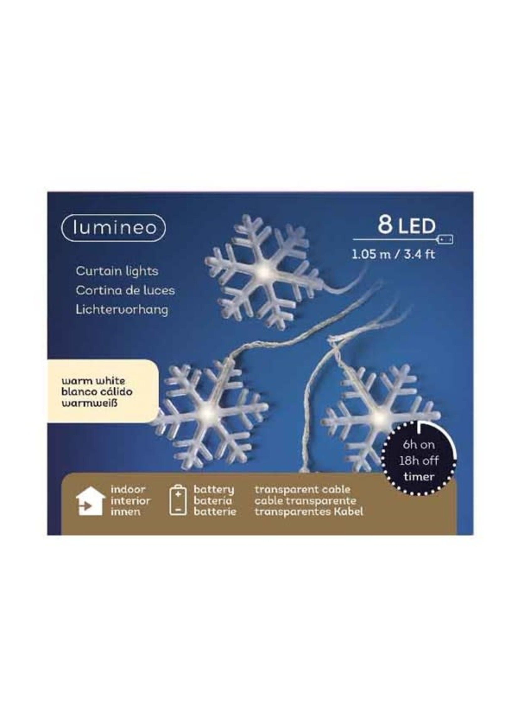 Lumineo Snow Flake 8 LED Warm White Battery Lighting with timer