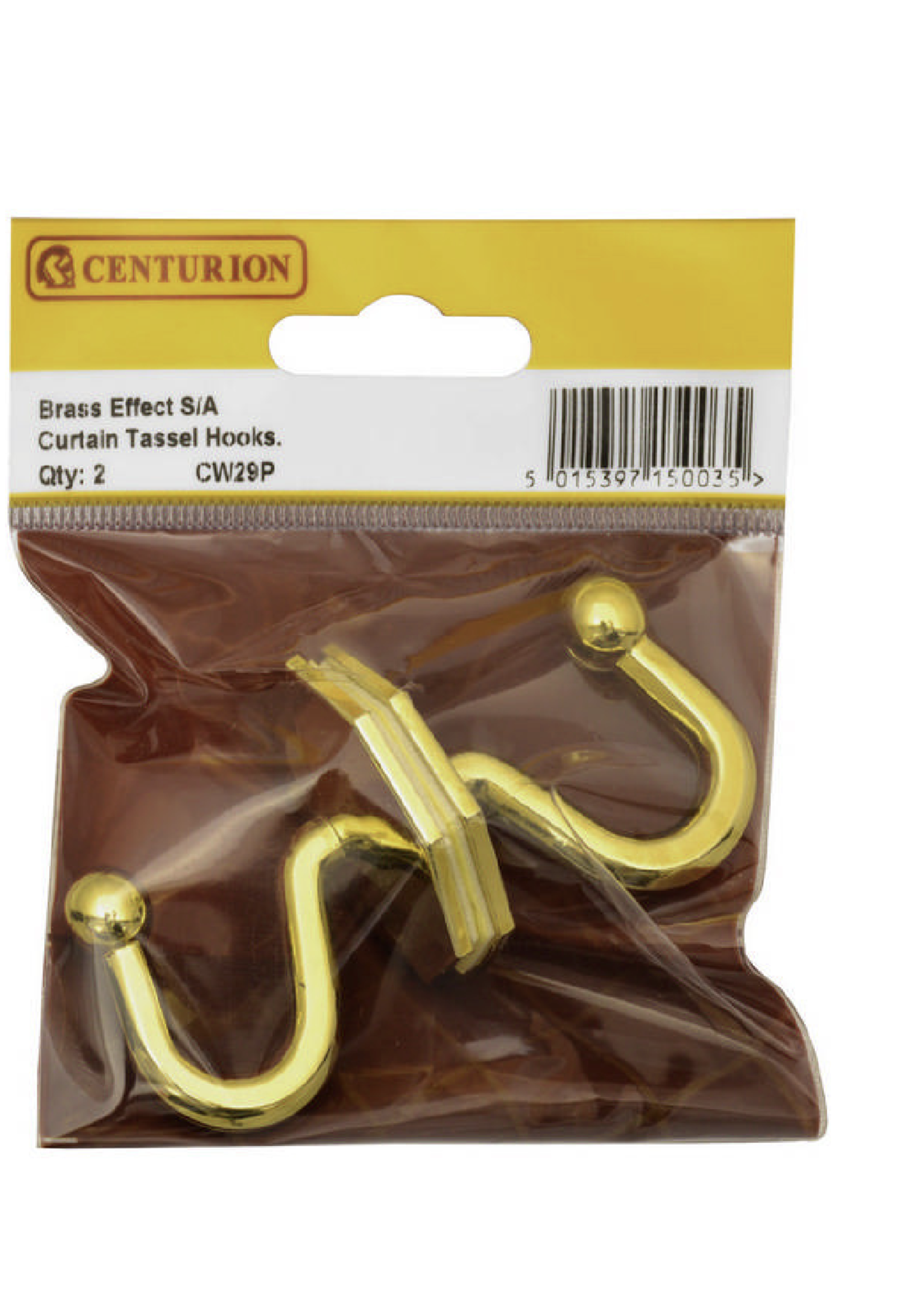 Centurion Brass Effect Self Adhesive Hook 40mm  x2