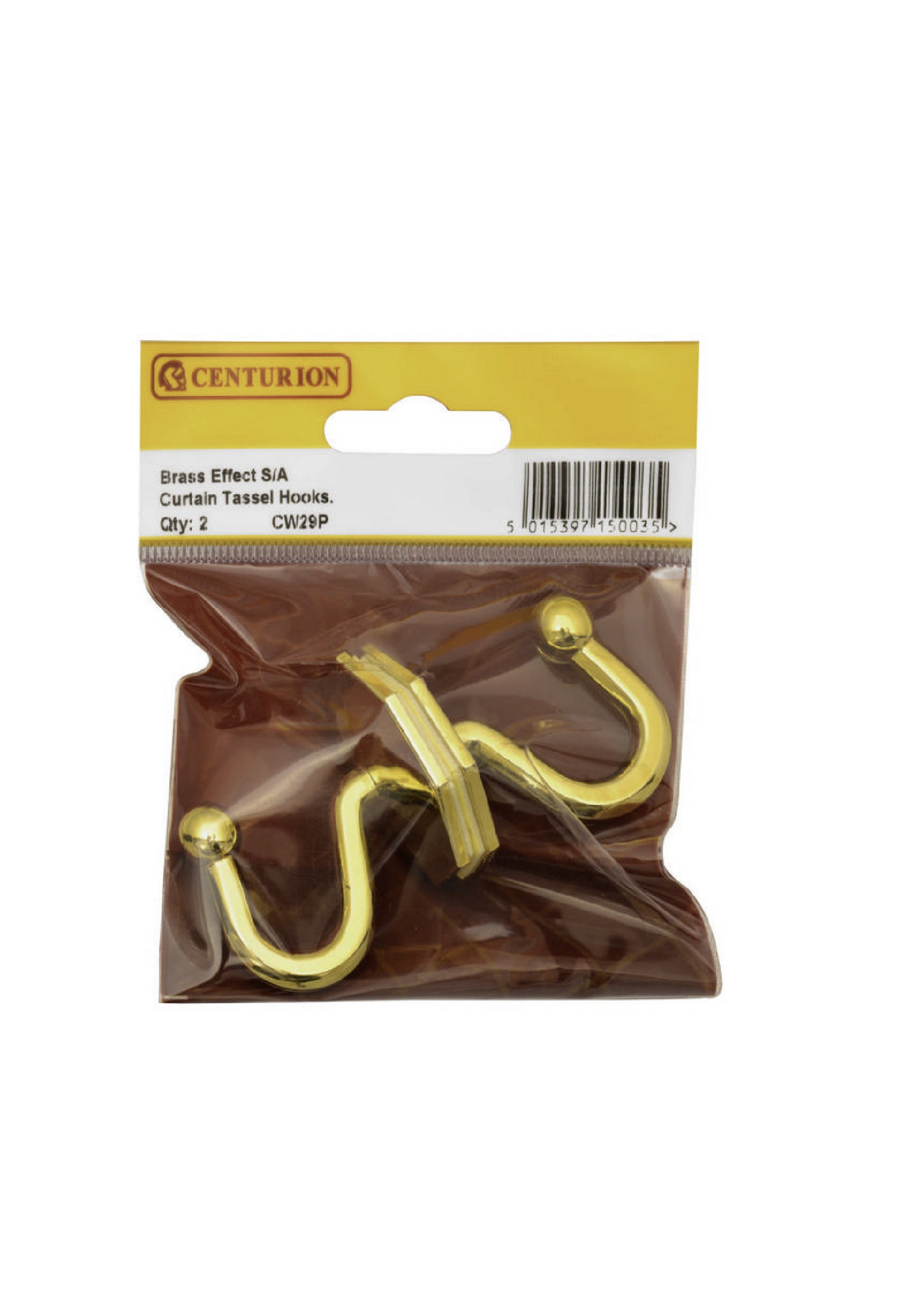 Centurion Brass Effect Self Adhesive Hook 40mm  x2