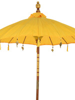 Decoris Yellow Bamboo Parasol With Hanging Gold Metal Ornaments 200 x 230cm