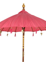 Decoris Pink Bamboo Parasol With Hanging Gold Metal Ornaments 200 x 230cm