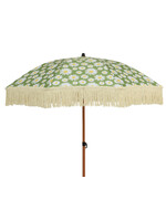 Decoris Parasol Green and Floral Daisys With Tassels
