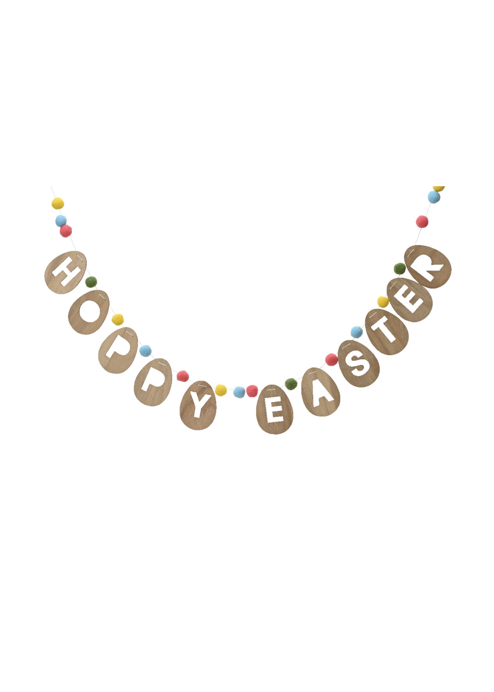 Decoris Easter Garland (Hoppy Easter) With Pom Poms 155cm