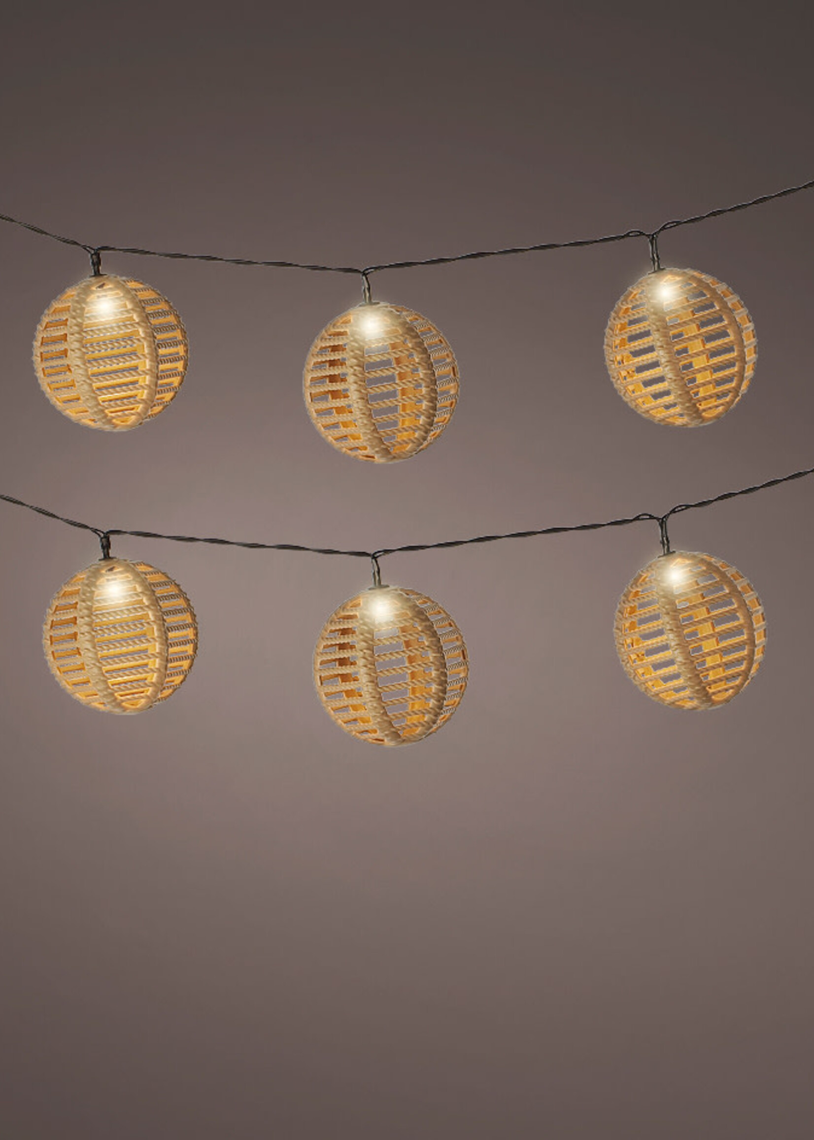 Lumineo Solar Bamboo Style Lanterns Warm White 10 Led
