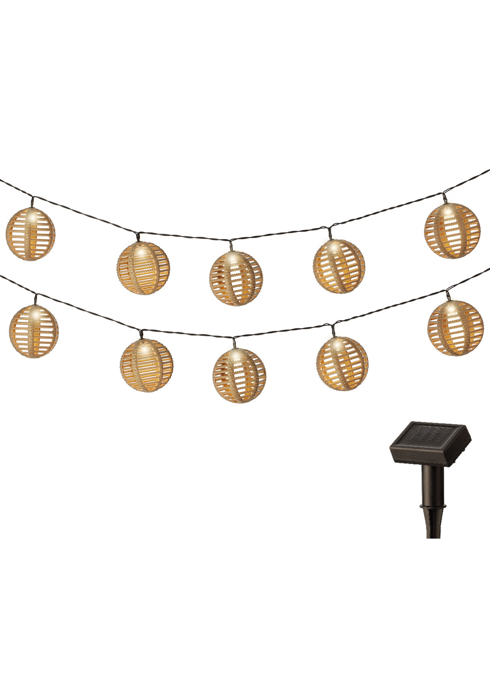 Lumineo Solar Bamboo Style Lanterns Warm White 10 Led