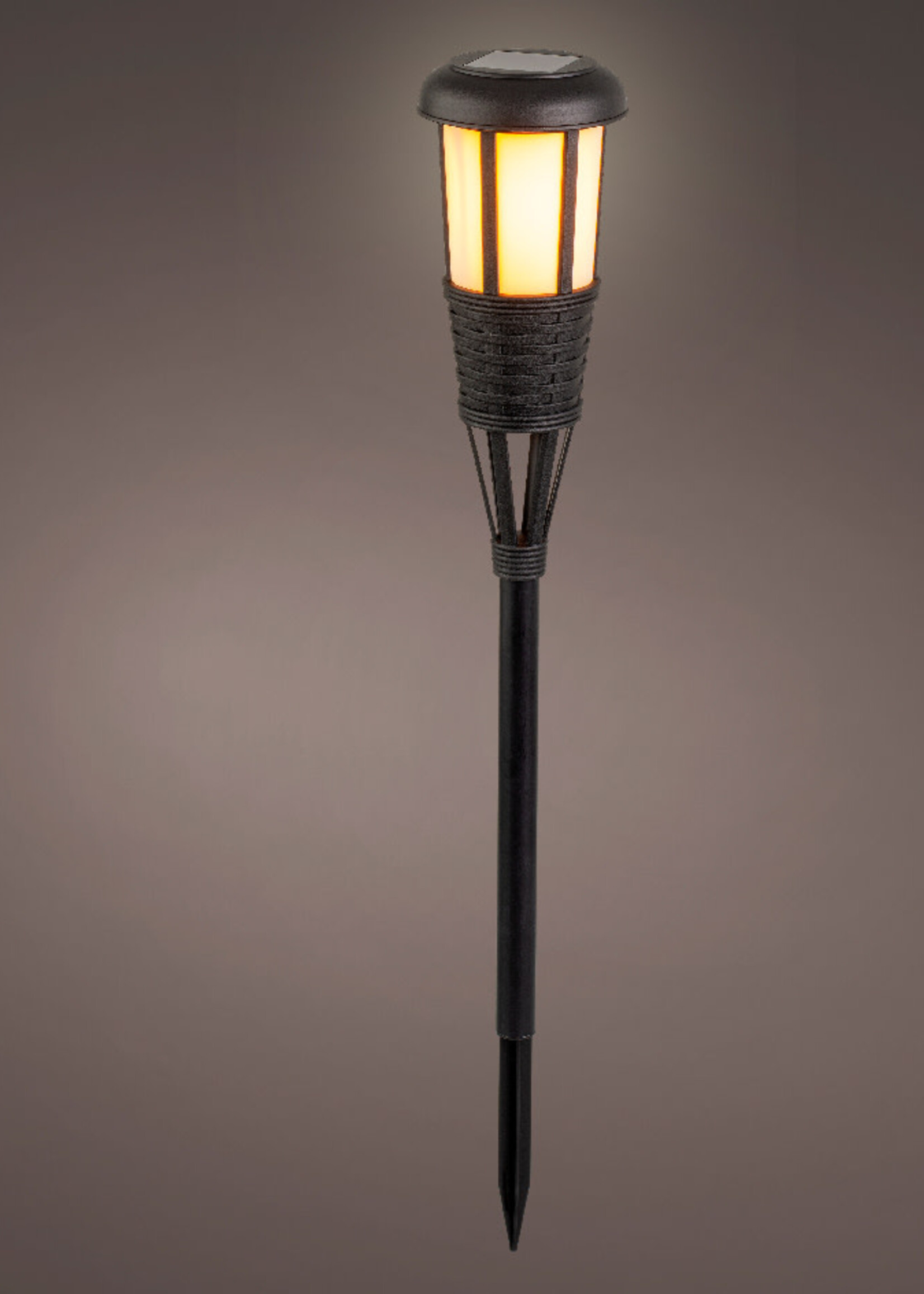 Lumineo Solar Flame Bamboo Torch Black Plastic