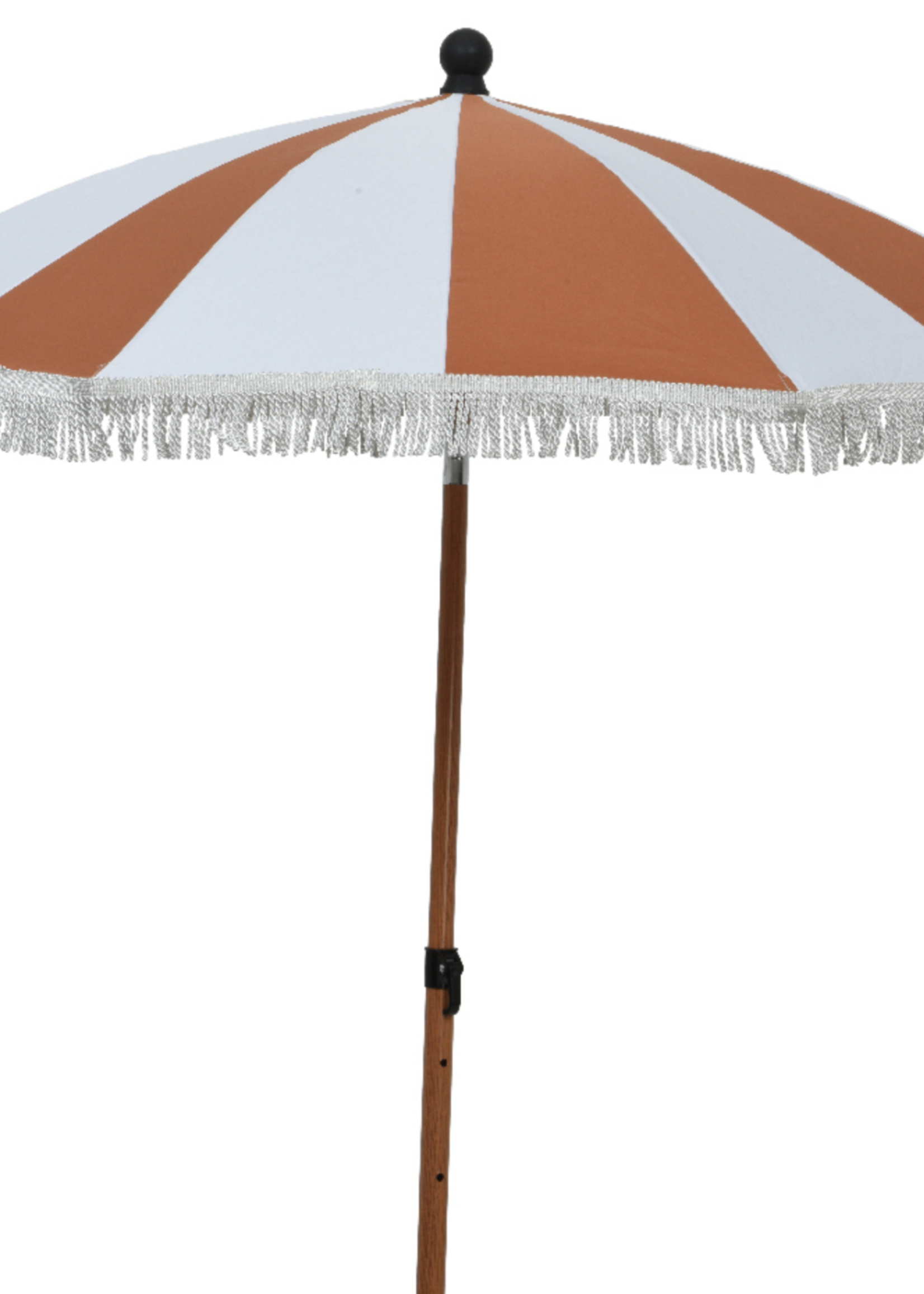 Decoris Orange Stripe Parasol With Tassels Fringe Outdoor 160x200cm