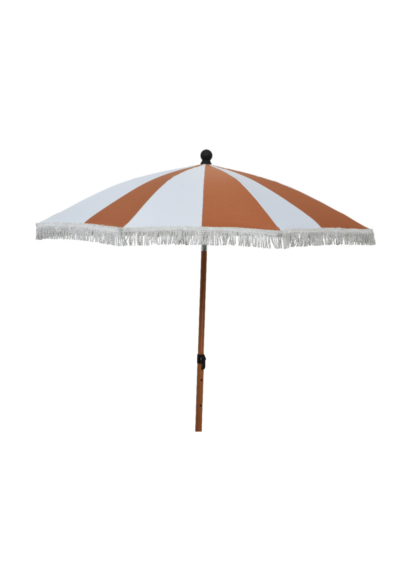 Decoris Terracotta Orange Stripe Parasol With Tassels Fringe Outdoor dia 160cm x 190cm High