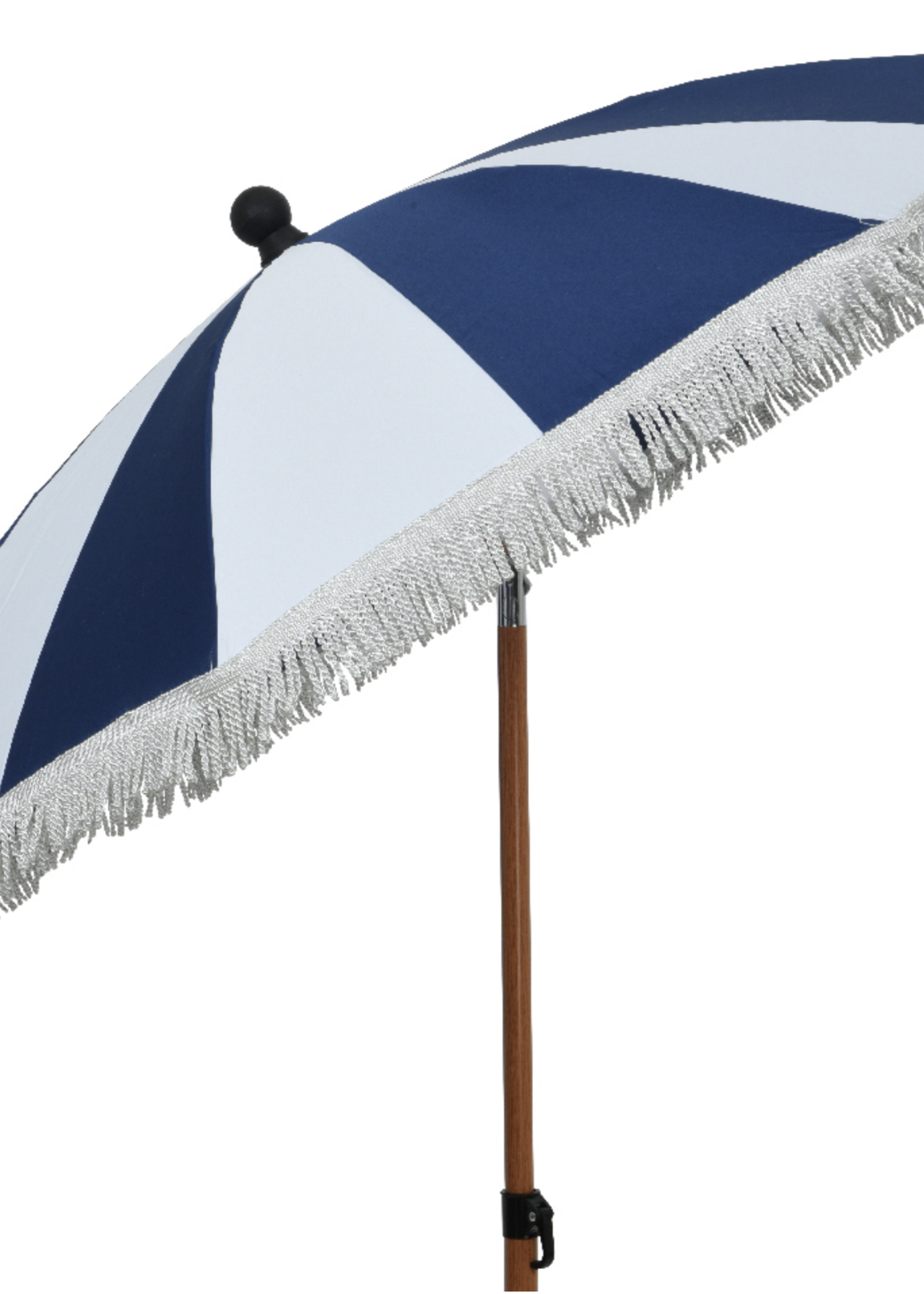 Decoris Blue Stripe Parasol With Tassels Fringe Outdoor 160x200cm