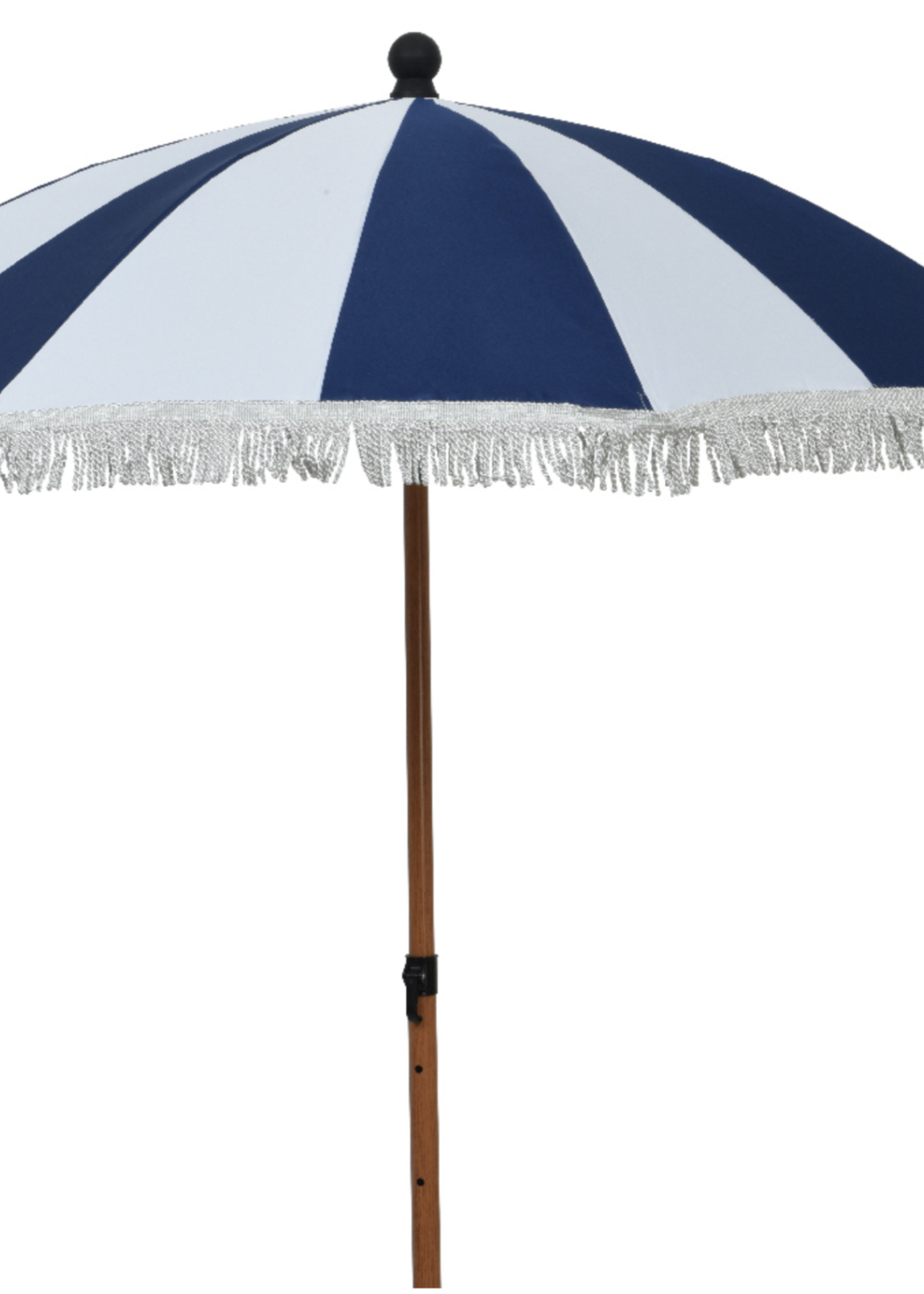 Decoris Blue Stripe Parasol With Tassels Fringe Outdoor 160x200cm