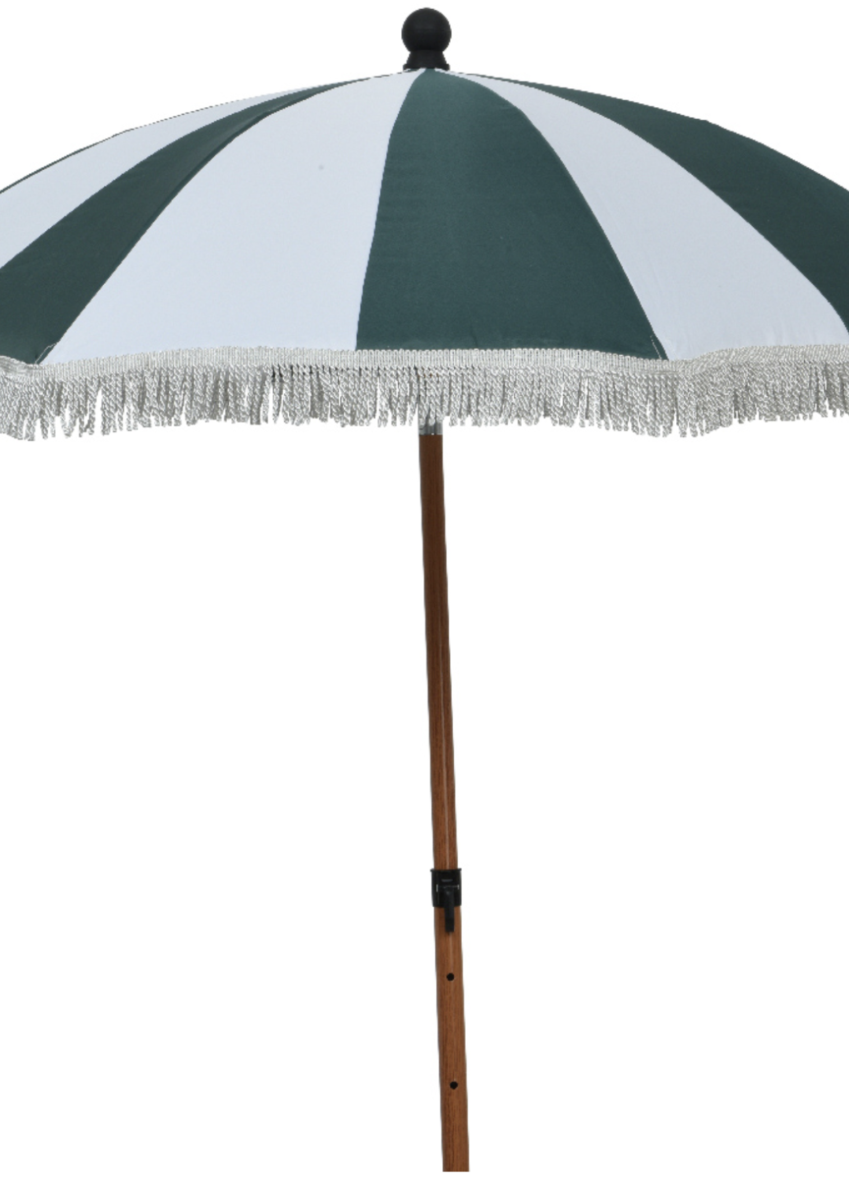 Decoris Green Stripe Parasol With Tassels Fringe Outdoor 160x200cm