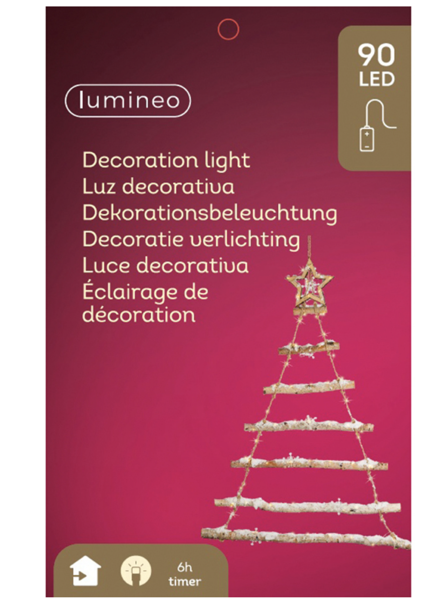 Decoris Wooden Hanging Tree Ladder With LEDs 70x90cm