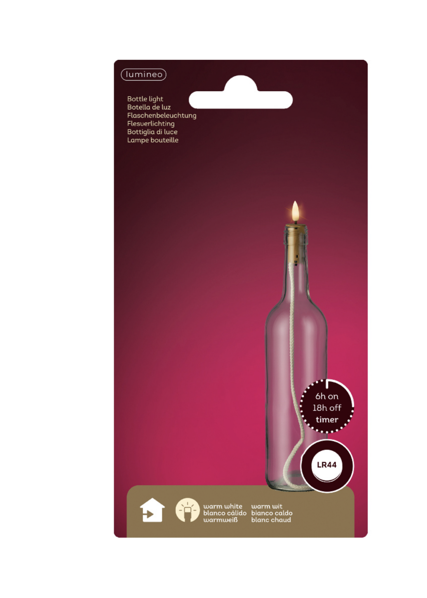 Lumineo Bottle Light Candle Flame With Wick and timer function