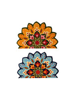 Decoris Floral Shape Green & Yellow or Blue Coir Doormat  45x70cm